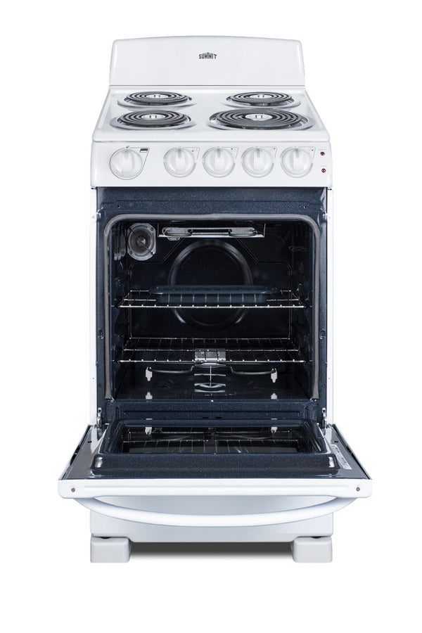 20" Wide Electric Coil Top Range in White Finish - Open
