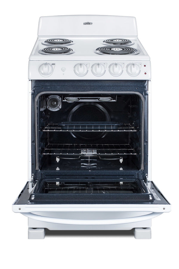 24" Wide Electric Coil Top Range in White Finish with Oven Window