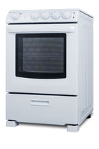 24" Wide Smooth-top Electric Range in White, with Lower Storage Drawer and Oven Window - Angle