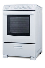 24" Wide Smooth-top Electric Range in White, with Lower Storage Drawer and Oven Window - Angle
