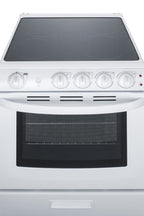 24" Wide Smooth-top Electric Range in White, with Lower Storage Drawer and Oven Window - Top