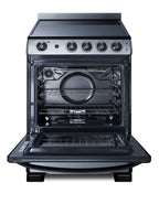 24" Wide Smooth-top Electric Range in Stainless Steel, with Lower Storage Drawer and Oven Window - Open