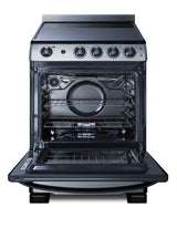 24" Wide Smooth-top Electric Range in Stainless Steel, with Lower Storage Drawer and Oven Window - Open