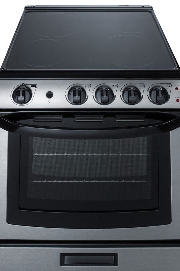 24" Wide Smooth-top Electric Range in Stainless Steel, with Lower Storage Drawer and Oven Window - Top