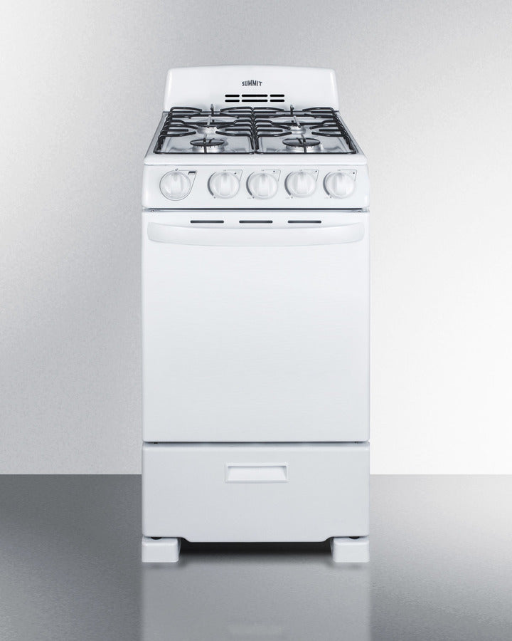 20" Wide Gas Range in White with Sealed Burners