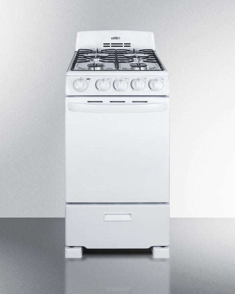 20" Wide Gas Range in White with Sealed Burners