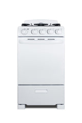 20" Wide Gas Range in White with Sealed Burners
