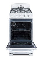 20" Wide Gas Range in White with Sealed Burners