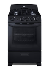 Accucold 24" Wide Gas Range in Black with Sealed Burners