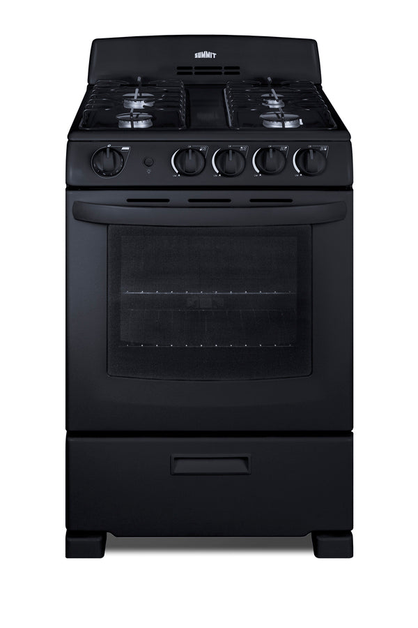 Accucold 24" Wide Gas Range in Black with Sealed Burners