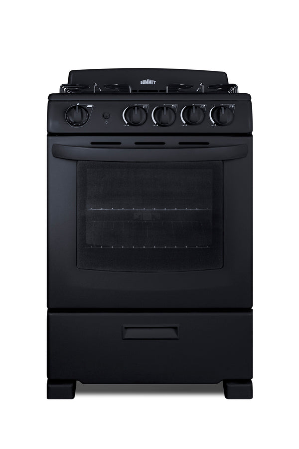 Accucold 24" Wide Gas Range in Black with Sealed Burners