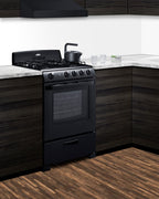 Accucold 24" Wide Gas Range in Black with Sealed Burners