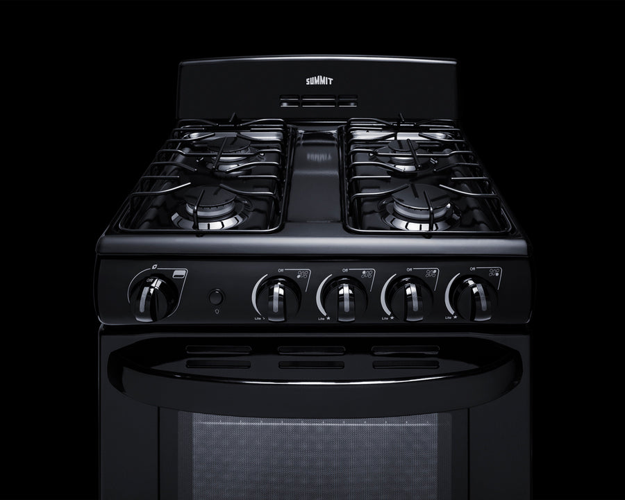 Accucold 24" Wide Gas Range in Black with Sealed Burners