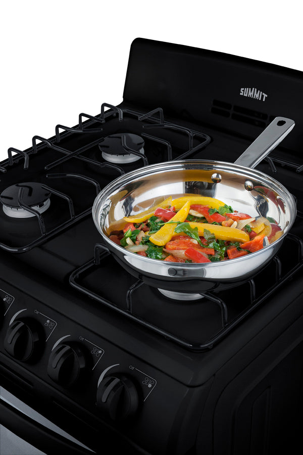Accucold 24" Wide Gas Range in Black with Sealed Burners