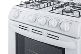 24" Wide Gas Range in White with Sealed Burners and Oven Window