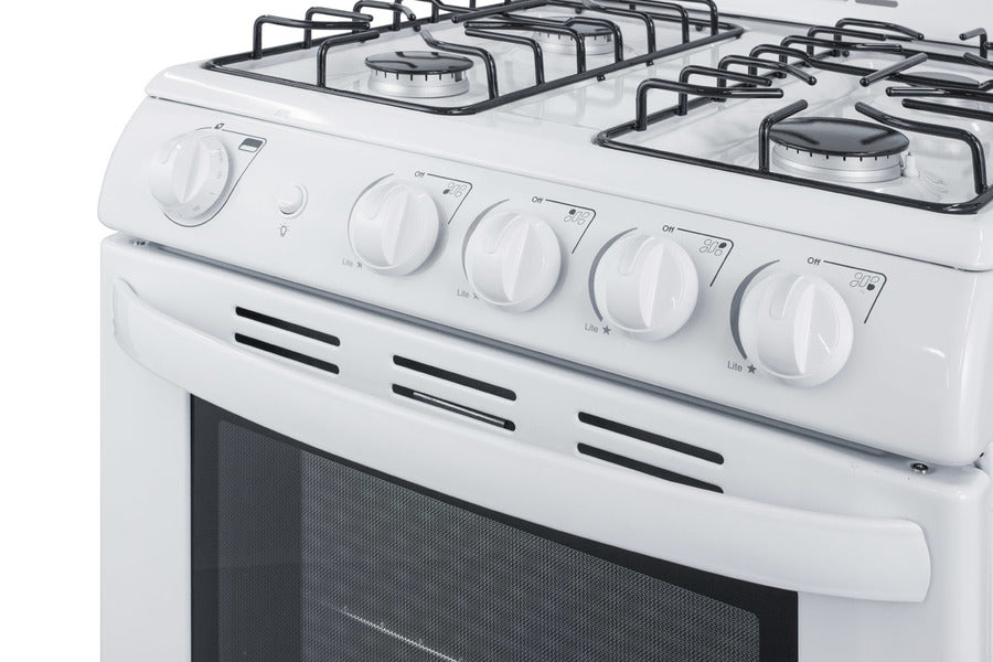 24" Wide Gas Range in White with Sealed Burners and Oven Window