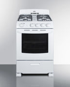 24" Wide Gas Range in White with Sealed Burners and Oven Window
