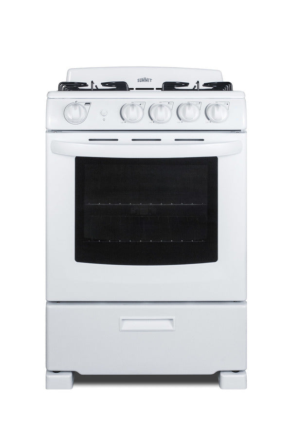 24" Wide Gas Range in White with Sealed Burners and Oven Window
