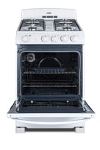 24" Wide Gas Range in White with Sealed Burners and Oven Window