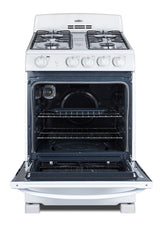 24" Wide Gas Range in White with Sealed Burners and Oven Window