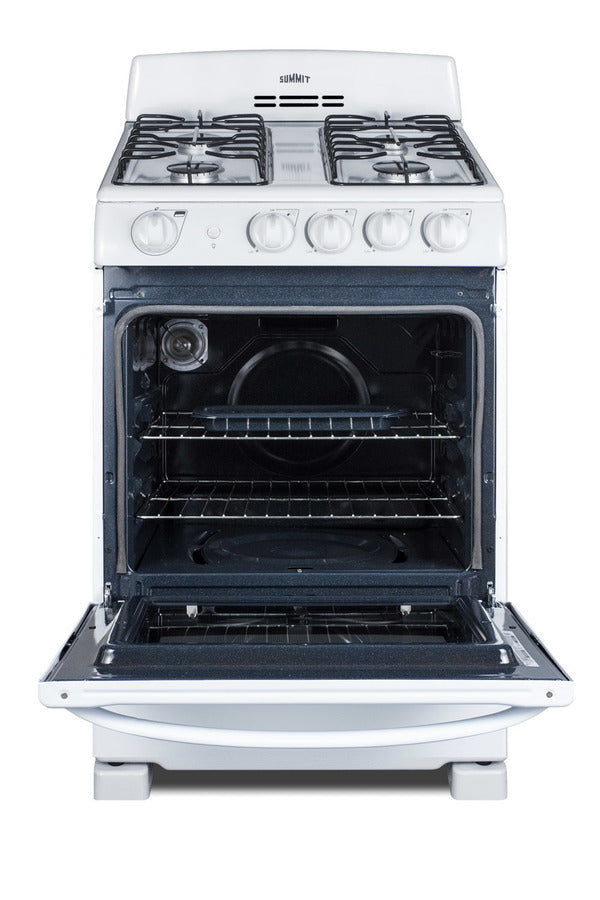 24" Wide Gas Range in White with Sealed Burners and Oven Window