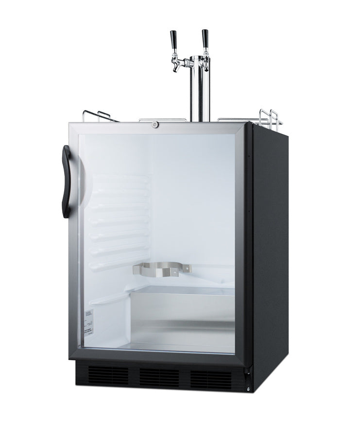 Accucold Built-in glass door kegerator for use under ADA compliant counters with dual tap kit for two 1/6 kegs, ADA (Model SBC56GBIADALHD)
