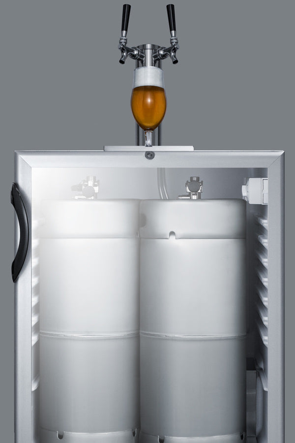 Accucold Built-in glass door kegerator for use under ADA compliant counters with dual tap kit for two 1/6 kegs, ADA (Model SBC56GBIADALHD)