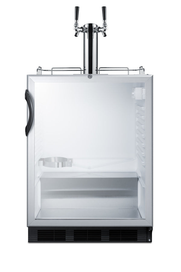 Accucold Built-in glass door kegerator for use under ADA compliant counters with dual tap kit for two 1/6 kegs, ADA (Model SBC56GBIADALHD)