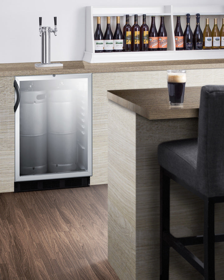 Accucold Built-in glass door kegerator for use under ADA compliant counters with dual tap kit for two 1/6 kegs, ADA (Model SBC56GBIADALHD)