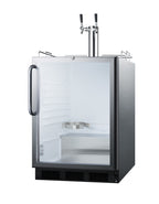 Built-in glass door kegerator for use under ADA compliant counters with dual tap kit for two 1/6 kegs, ADA (Model SBC56G