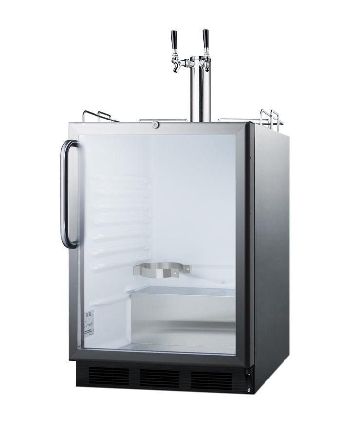 Built-in glass door kegerator for use under ADA compliant counters with dual tap kit for two 1/6 kegs, ADA (Model SBC56G