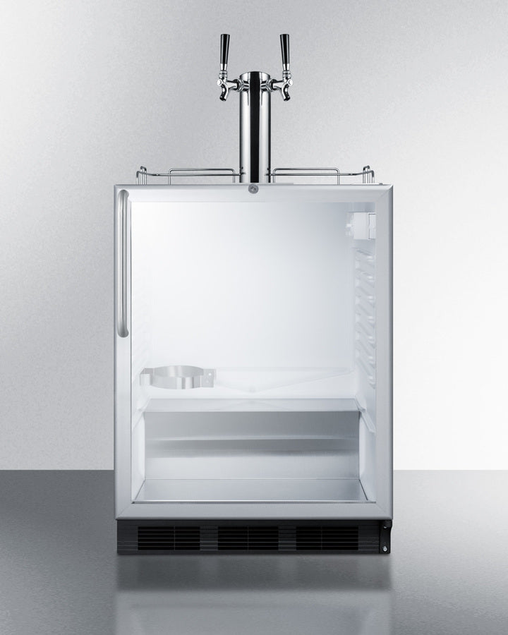 Built-in glass door kegerator for use under ADA compliant counters with dual tap kit for two 1/6 kegs, ADA (Model SBC56G