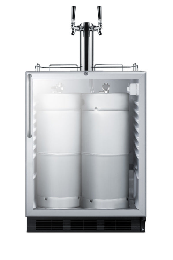 Built-in glass door kegerator for use under ADA compliant counters with dual tap kit for two 1/6 kegs, ADA (Model SBC56G