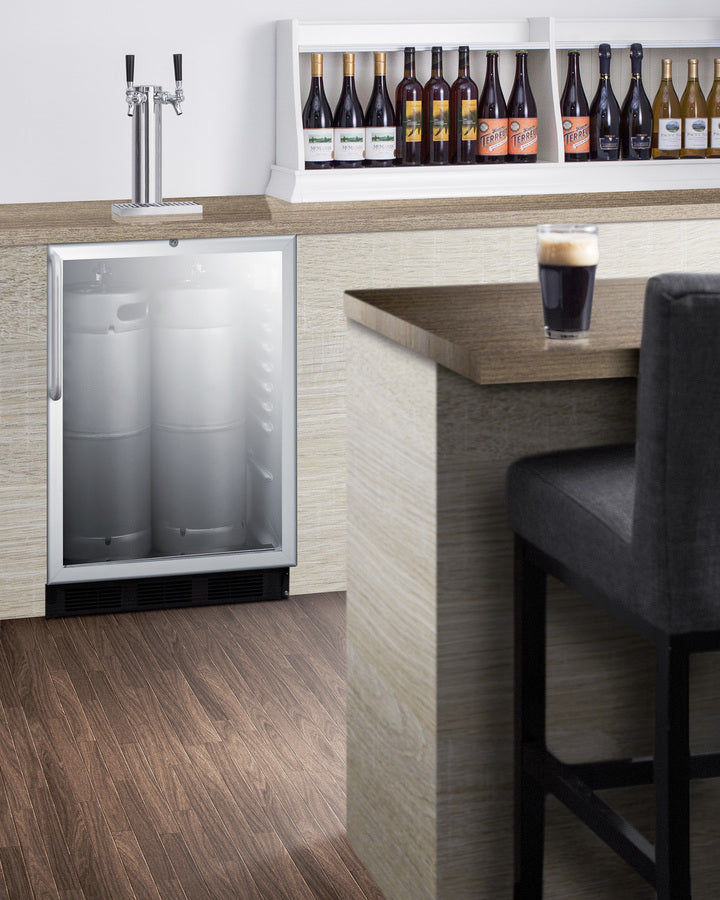 Built-in glass door kegerator for use under ADA compliant counters with dual tap kit for two 1/6 kegs, ADA (Model SBC56G