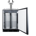 Built-in kegerator for use under ADA compliant counters with dual tap kit for two 1/6 kegs, front lock, and two tap lock