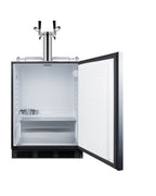 Built-in kegerator for use under ADA compliant counters with dual tap kit for two 1/6 kegs, front lock, and two tap lock