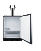 Built-in kegerator for use under ADA compliant counters with dual tap kit for two 1/6 kegs, front lock, and two tap lock
