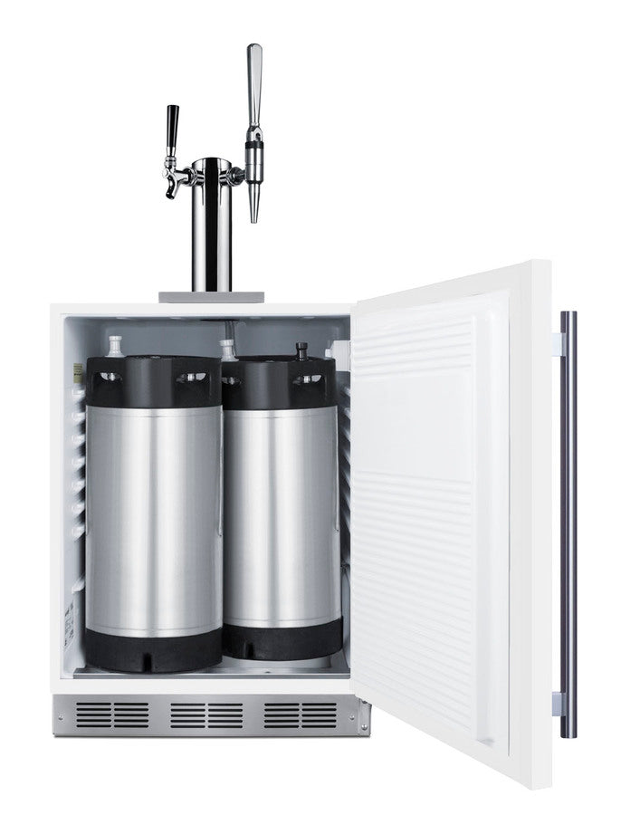 Accucold ADA compliant built-in commercial kegerator in white with dual tap kit to serve cold brew and nitro-infused coffee, ADA (Model SBC58WHBIADACMTWINLHD)