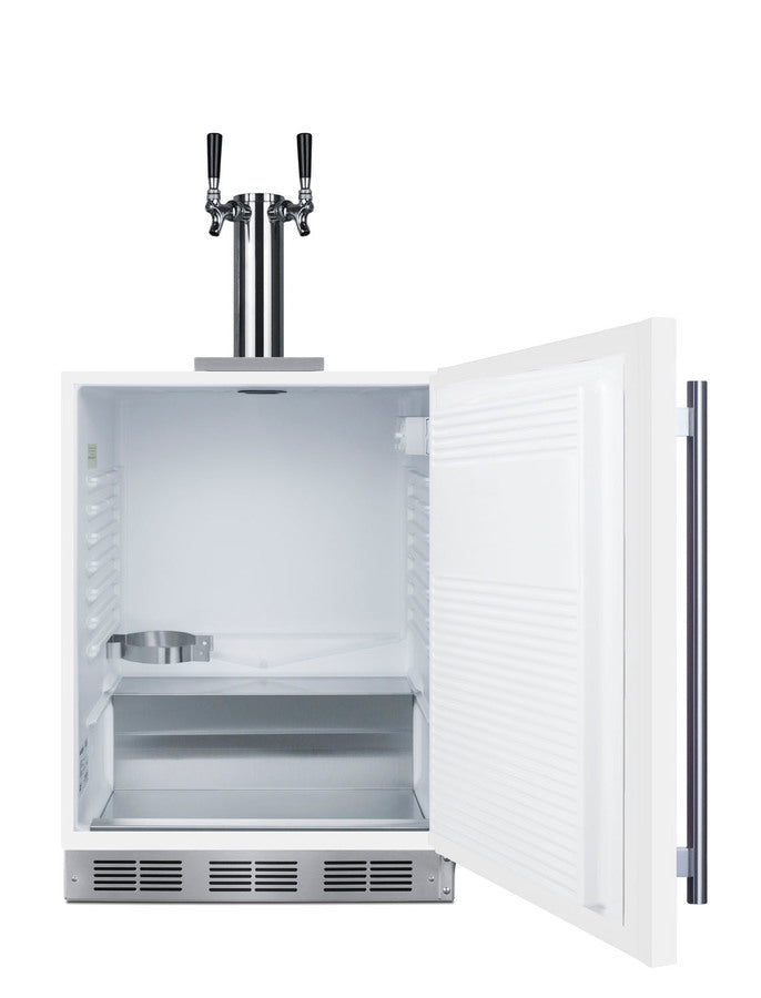 ADA compliant built-in commercial dual tap beer dispenser in white, ADA (Model SBC58WHBIADA) - Open