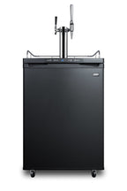 Dual tap coffee dispenser in black, with a combination nitro/flat coffee tap kit in stainless steel (Model SBC635MCMTWIN