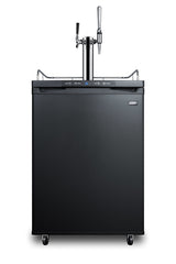 Dual tap coffee dispenser in black, with a combination nitro/flat coffee tap kit in stainless steel (Model SBC635MCMTWIN