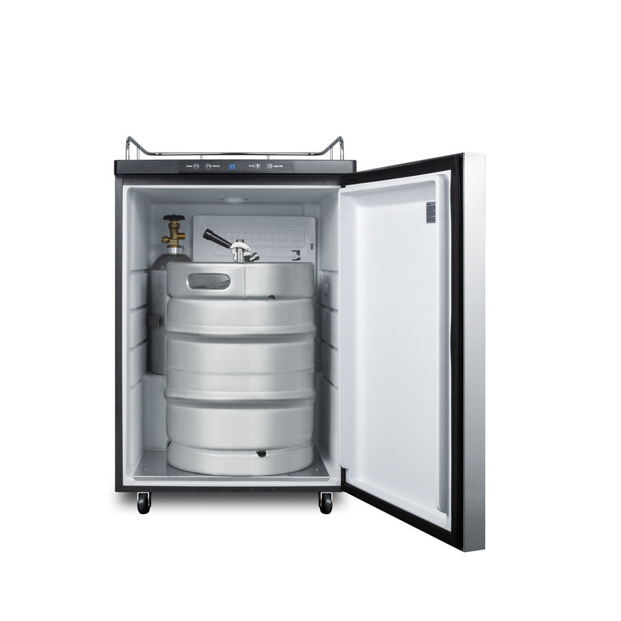 Accucold Freestanding residential beer dispenser, auto defrost w/digital thermostat, SS door, horizontal handle, and black cabine (Model SBC635MNKSSHH)