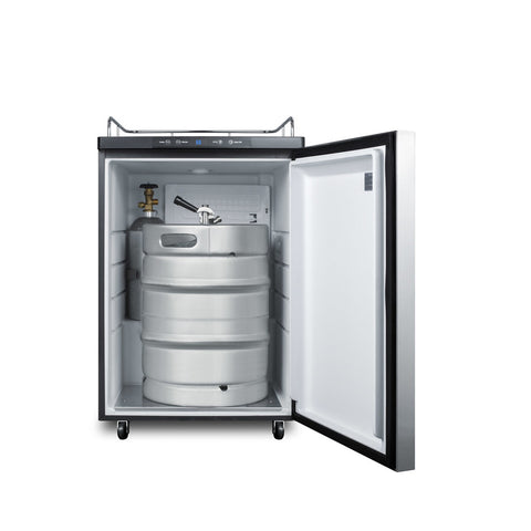 Accucold Freestanding residential beer dispenser, auto defrost w/digital thermostat, SS door, horizontal handle, and black cabine (Model SBC635MNKSSHH)