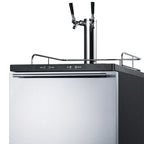 Freestanding dual tap residential beer dispenser, auto defrost w/digital thermostat, SS wrapped door, horizontal handle,