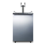 Freestanding dual tap residential beer dispenser, auto defrost w/digital thermostat, SS wrapped door, horizontal handle,