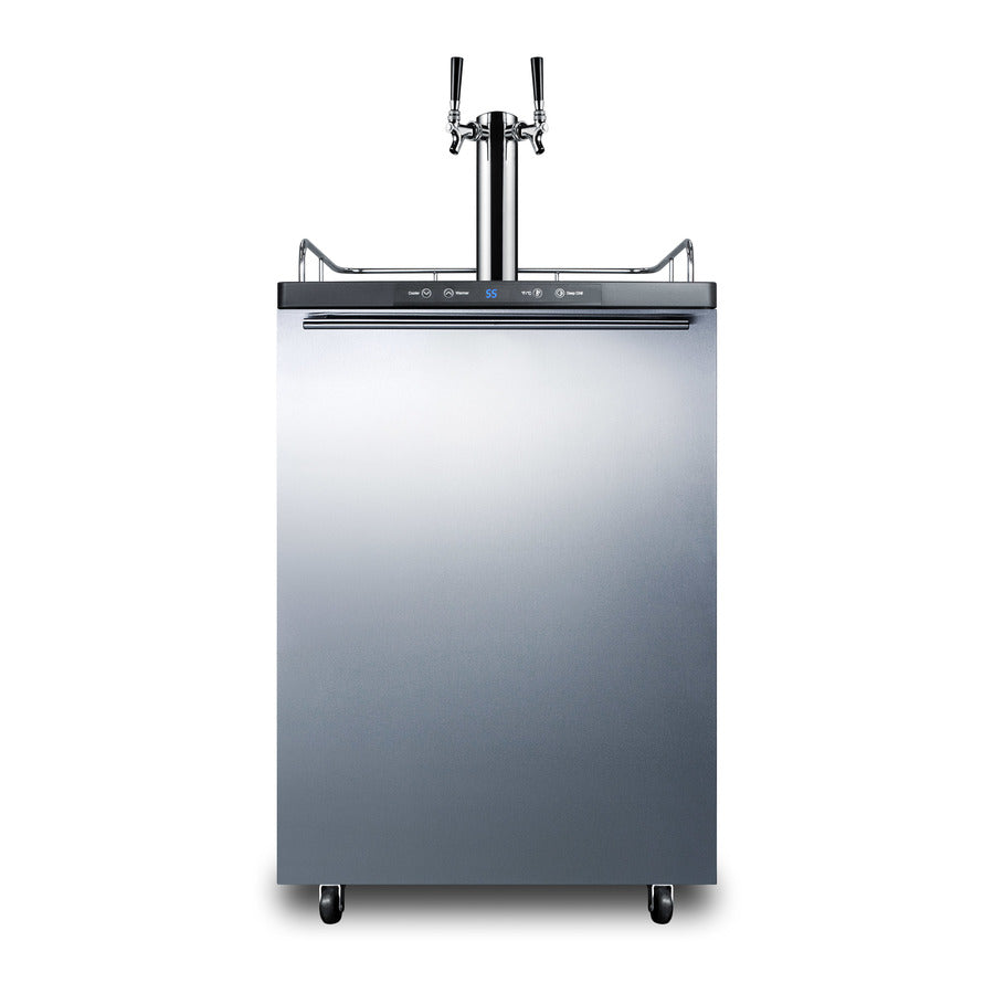 Accucold Freestanding dual tap residential beer dispenser, auto defrost w/digital thermostat, SS wrapped door, horizontal handle, (Model SBC635MSSHHTWIN)