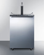 Freestanding residential beer dispenser, auto defrost with digital thermostat, stainless steel wrapped door, horizontal 