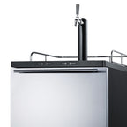 Freestanding residential beer dispenser, auto defrost with digital thermostat, stainless steel wrapped door, horizontal 