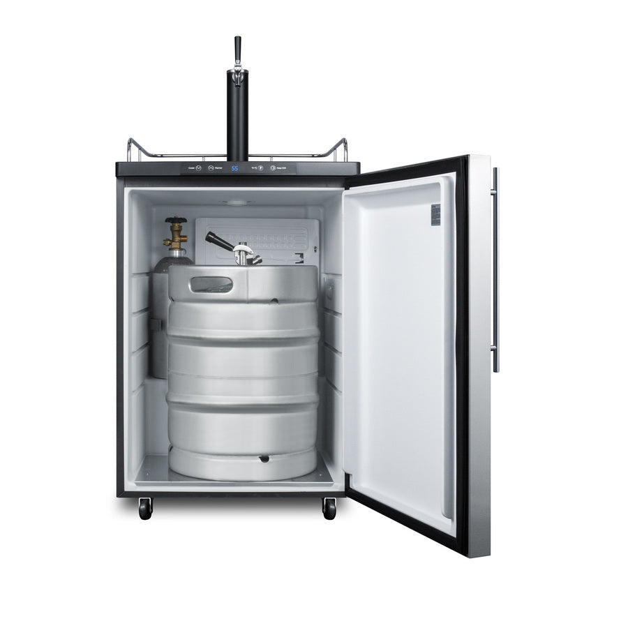Accucold Freestanding residential beer dispenser, auto defrost with digital thermostat, stainless steel wrapped door, thin handle (Model SBC635MSSHVLHD)