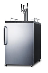 Accucold Freestanding residential beer dispenser, auto defrost with triple tap kit, digital thermostat and stainless steel door (Model SBC635MSSTBTRIPLELHD)